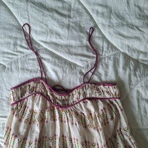 Boho Floral Spaghetti Strap Dress - Cream & Pink